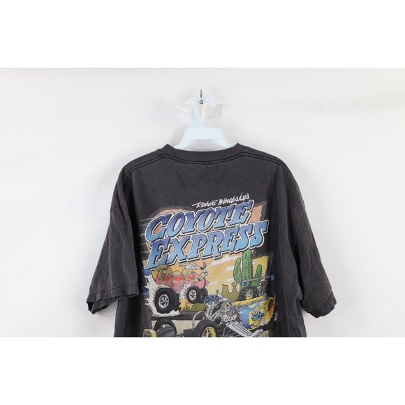 Vintage 90s Streetwear Mens XL Faded Coyote Express Racing Double Sided T-Shirt - Picture 7 of 9